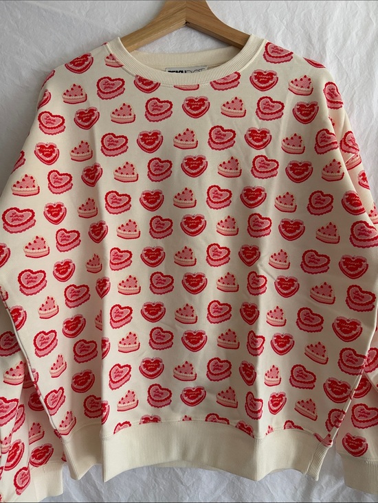 Beach Riot Tops - Anthropologie x Beach Riot  Heart Red Pattern French Terry Sweatshirt